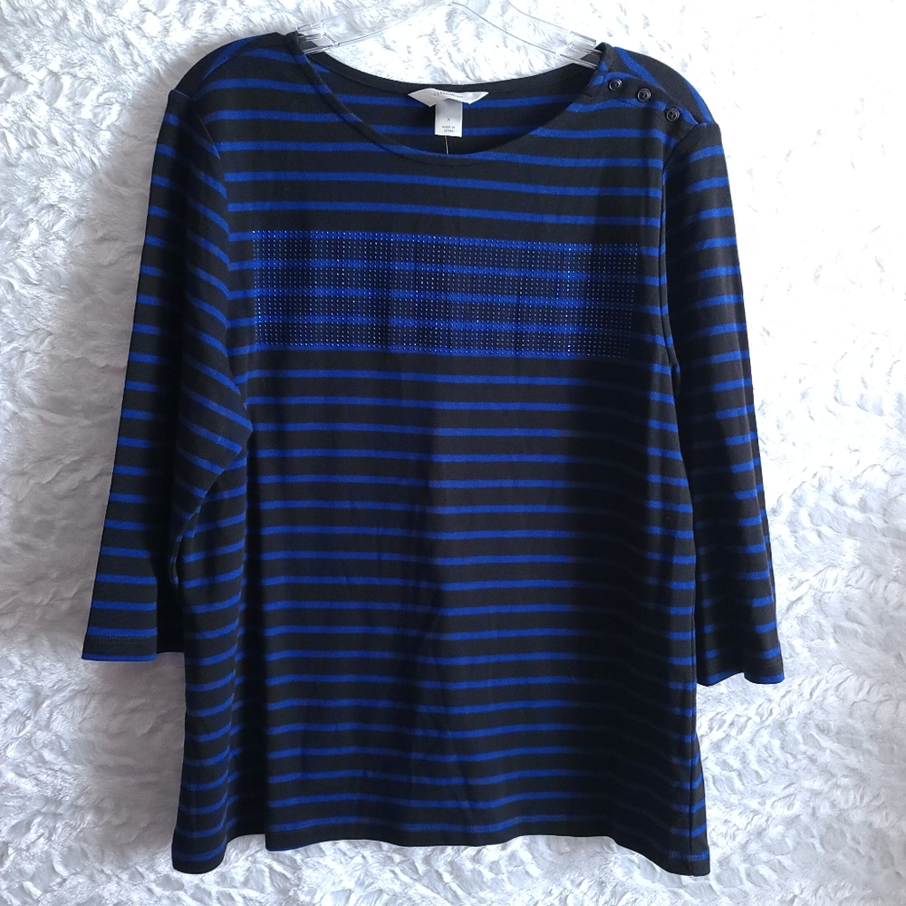 CJ Banks Top Blue and Black Size 1X